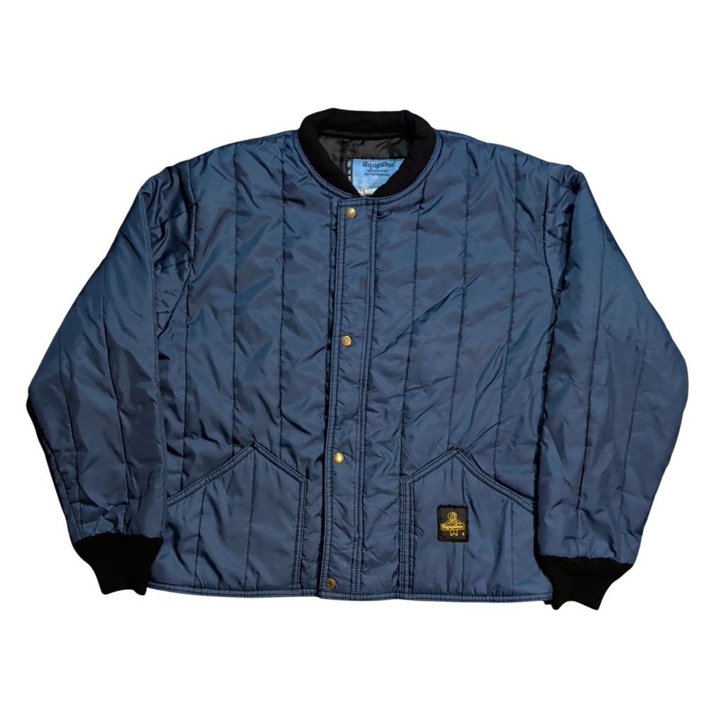 Vintage Refrigiwear Jacket Mens Size XL Blue Quilted Lightweight Outdoor Winter